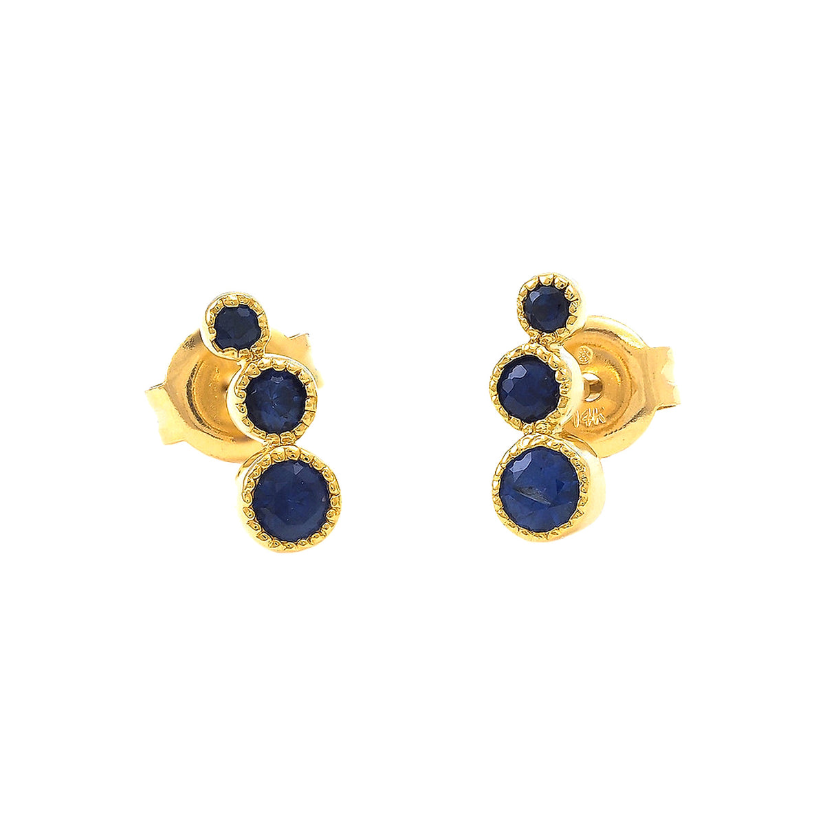 Aretes de Dama Oro 14k Redondos con Zafiro