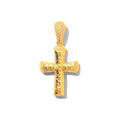 Dije Cruz Oro 14k Martillada con Broche de Circonios