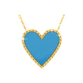 20.2x20mm Collar Oro 14k Corazón Pavé con Turquesa y Diamantes Naturales