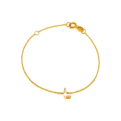 Brazalete de Dama Oro 14k Inicial con Diamantes Naturales