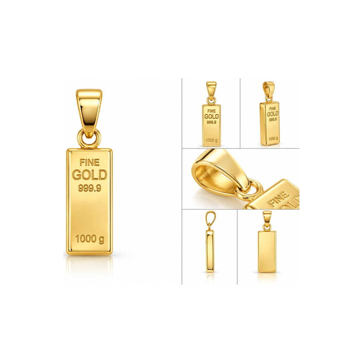 9x5mm Dije Lingote Oro 14k Grabado Fine Gold
