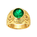 Anillo de Hombre Oro 10k Piedra Verde Nugget