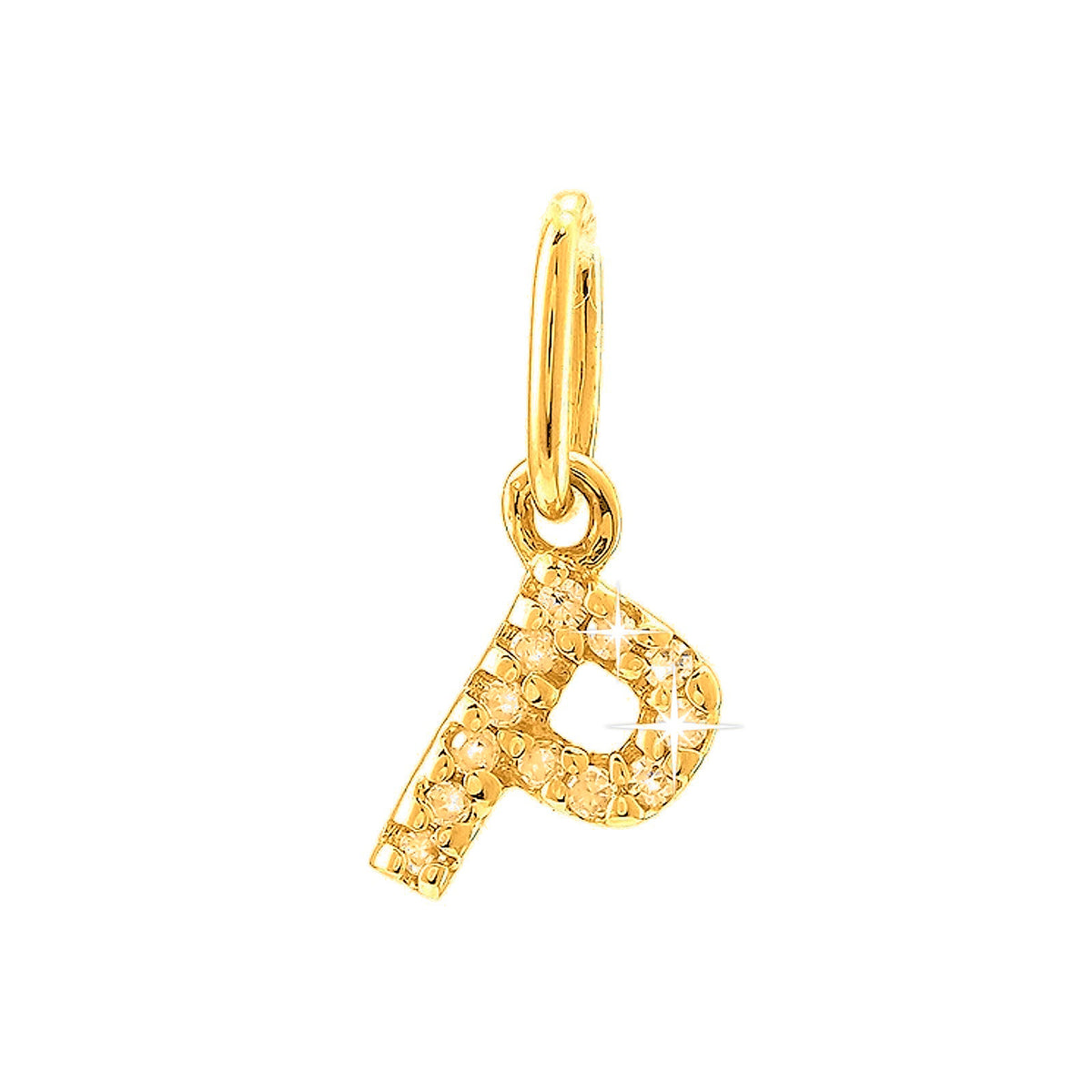 12mm Dije Oro 14k Inicial Pavé con Diamantes Naturales