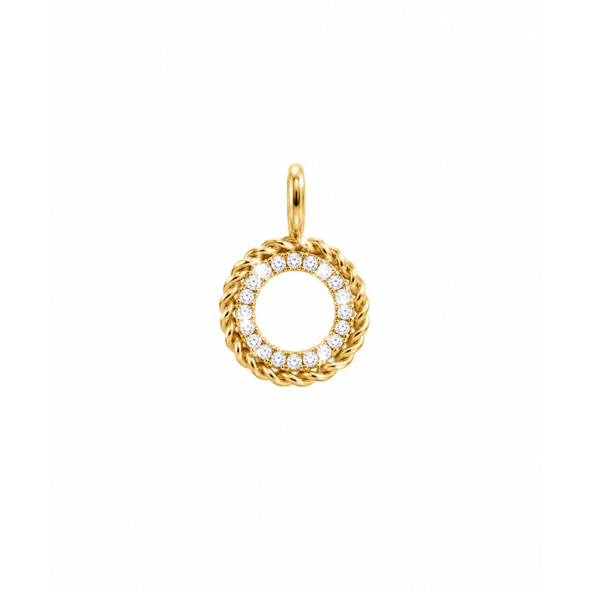 Dije Círculo Soga con Diamantes Naturales Oro 14k