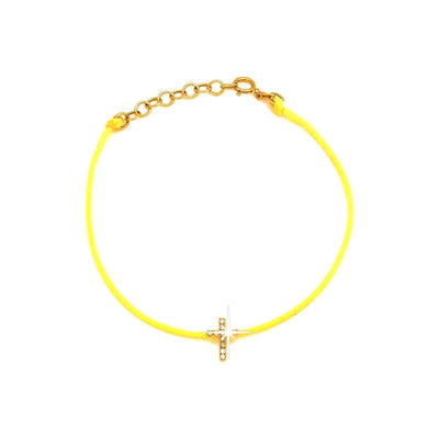 6x9mm Brazalete de Dama Oro 14k Cruz Pavé con Diamantes Naturales