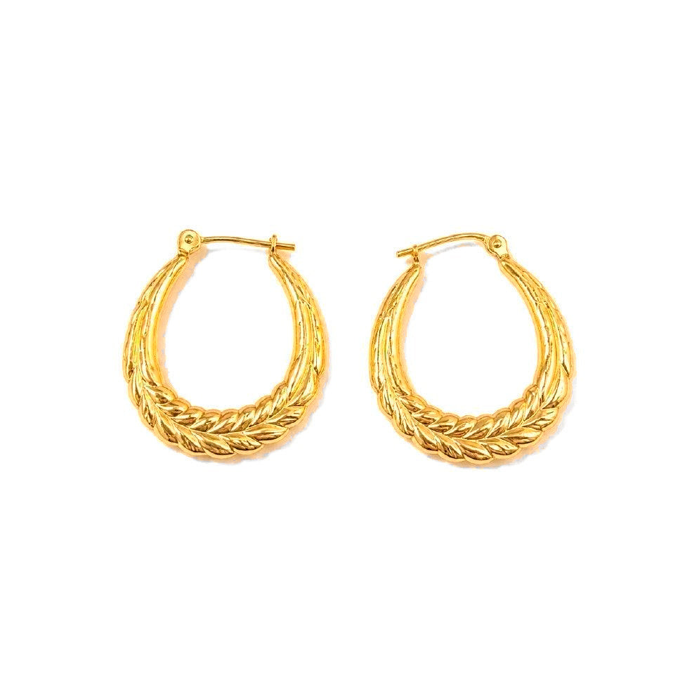 Aretes de Dama Oro 14k Argolla Gota Espiga