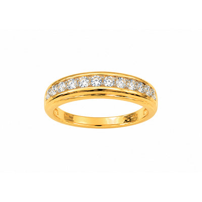 Banda de Matrimonio Hombre Oro 10k Canal Diamantes