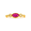 Anillo de Dama Oro 14k Circonia Fucsia Marquesa con Circonios