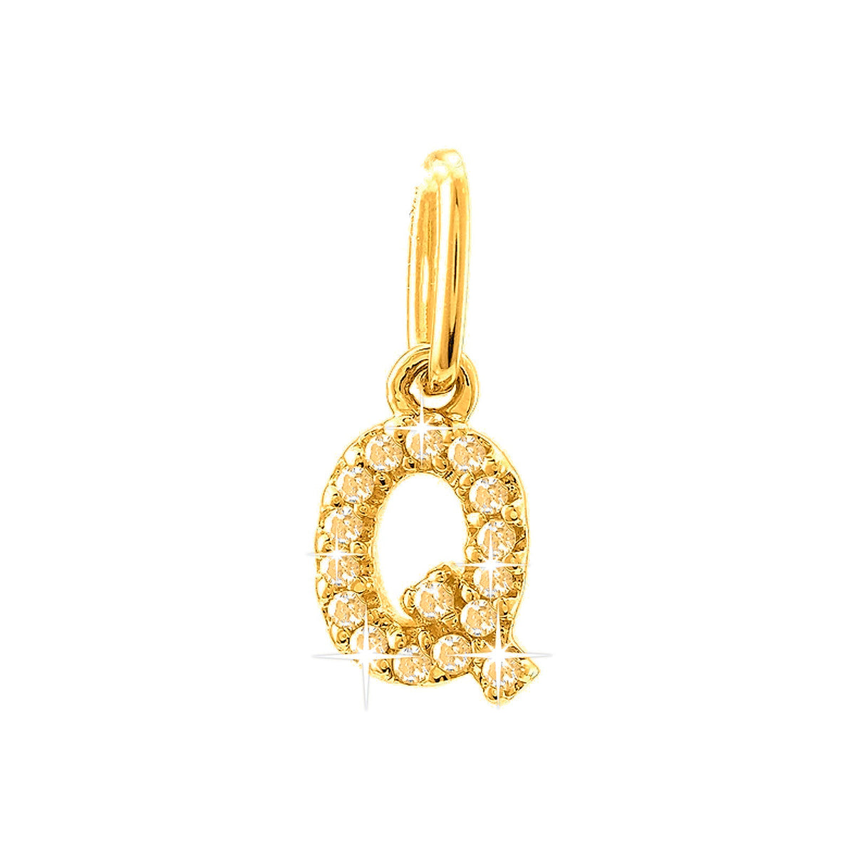 12mm Dije Oro 14k Inicial Pavé con Diamantes Naturales