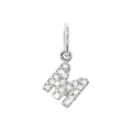 12mm Dije Oro Blanco 14k Inicial Pavé con Diamantes Naturales