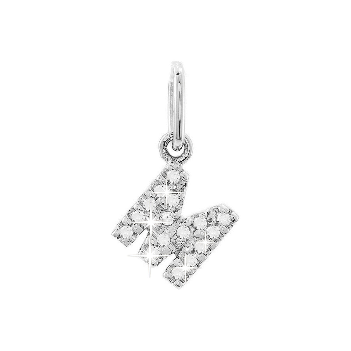 12mm Dije Oro Blanco 14k Inicial Pavé con Diamantes Naturales