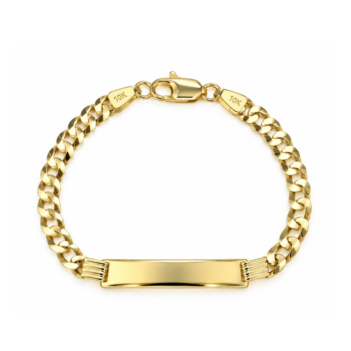 4mm Brazalete Infantil Oro 10k Cubano con Placa 6 Pulgadas II