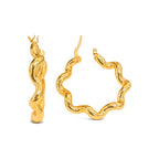 Aretes de Dama Oro 10k Aro Ondulado Serpentina