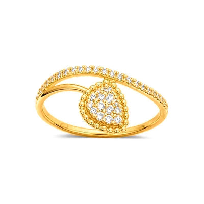 Anillo de Dama Oro 14k Lágrima con Circonias