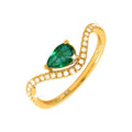 Anillo de Dama Oro 14k Gota con Esmeralda y Diamantes Naturales