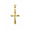 15mm x 10mm Dije Cruz Acanalada con Puntas Oro 14k