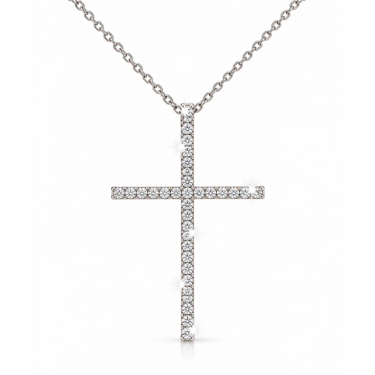 Cadena de Mujer Oro 14k con Dije de Cruz y Diamantes Naturales