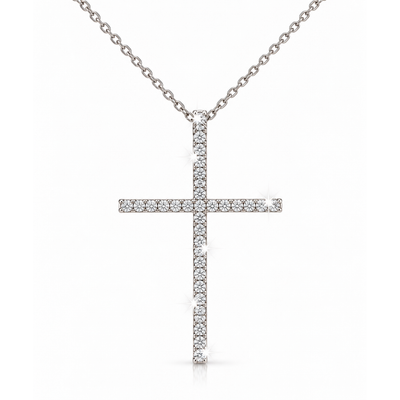 Cadena de Mujer Oro 14k con Dije de Cruz y Diamantes Naturales