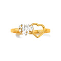 Anillo de Dama Oro 14k Dos Corazones Pave y Abierto