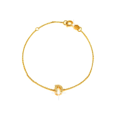 Brazalete de Dama Oro 14k Inicial con Diamantes Naturales