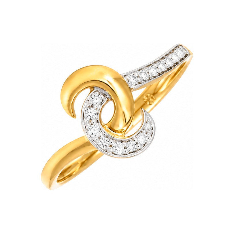 Anillo de Dama Oro 14k Remolino Bicolor con Diamantes Naturales