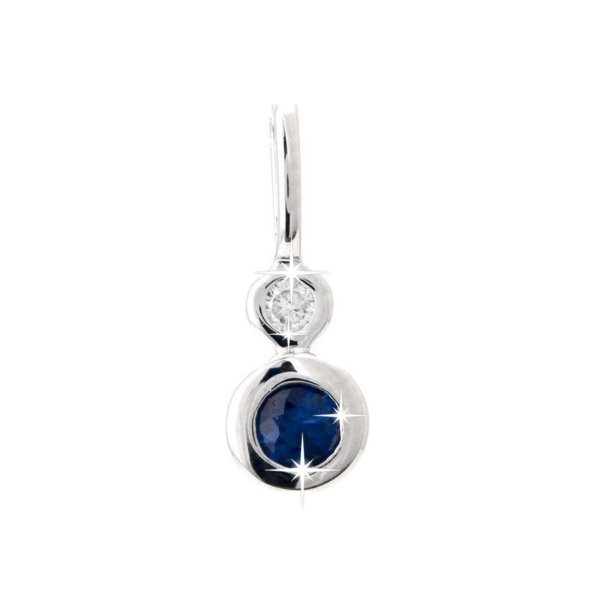 13.59mm Dije Oro Blanco 14k Redondos con Zafiro y Diamantes Naturales