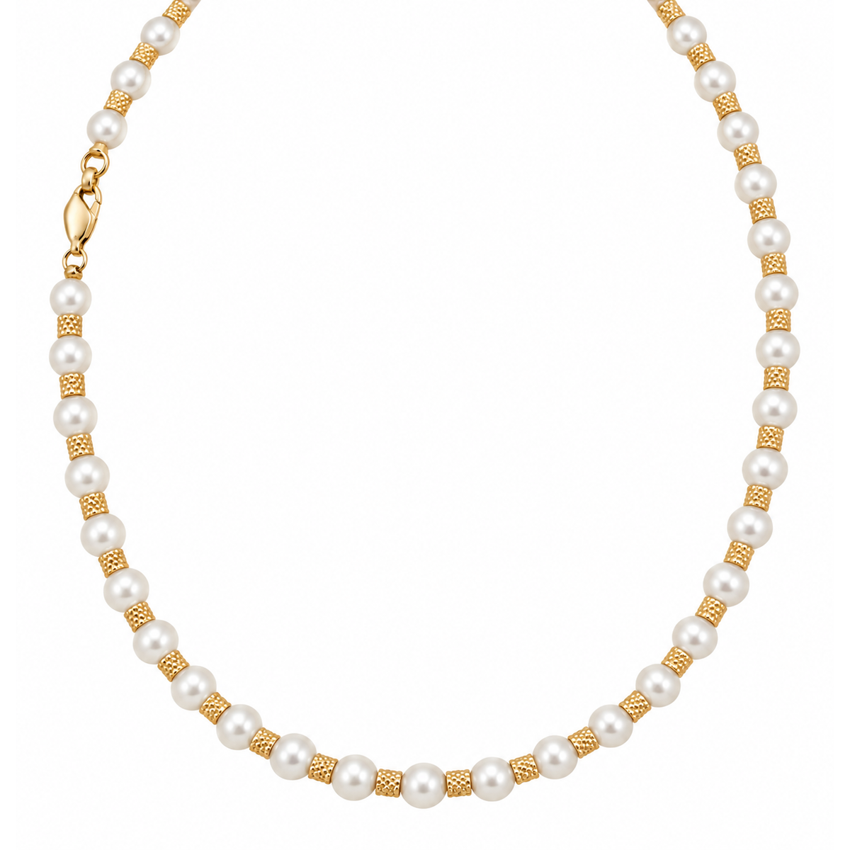 Cadena Oro 14k con Perlas 5mm 16 Pulgadas