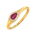 Anillo de Dama Oro 14k Gota con Rubí y Diamantes Naturales