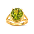 Anillo de Dama Oro 10k Circonia Verde Ovalada