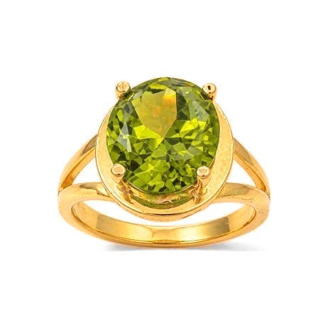 Anillo de Dama Oro 10k Circonia Verde Ovalada