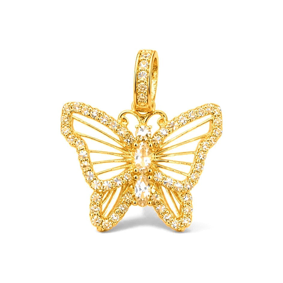 Dije Mariposa Calada Oro 10k con Circonios