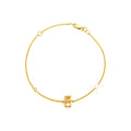 7mm Brazalete de Dama Oro 14k Inicial Pavé con Diamantes Naturales