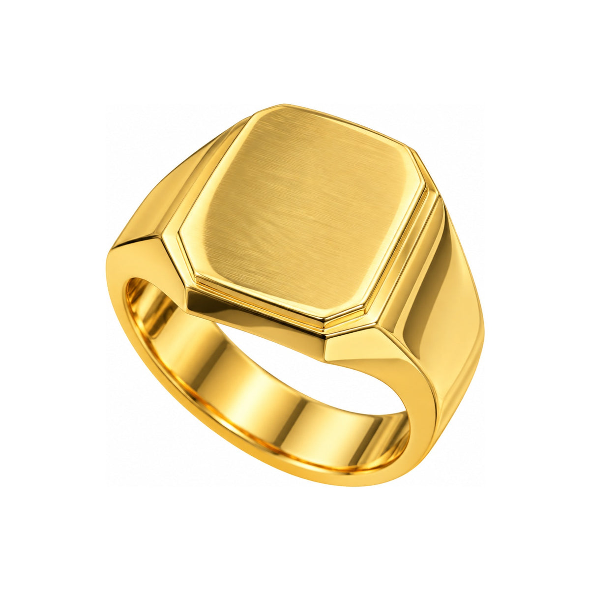 Anillo de Hombre Oro 14k Sello Octagonal Satinado