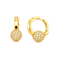 Aretes de Dama Oro 10k Huggie con Bola de Pavé de Circonios