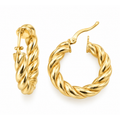 Aretes de Dama Oro 10k Argolla Torcida Tipo Cuerda