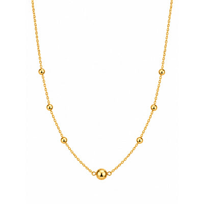 Cadena Oro 14k Bolitas con Esfera Central