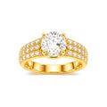 Anillo de Dama Oro 10k Solitario Banda Multifila