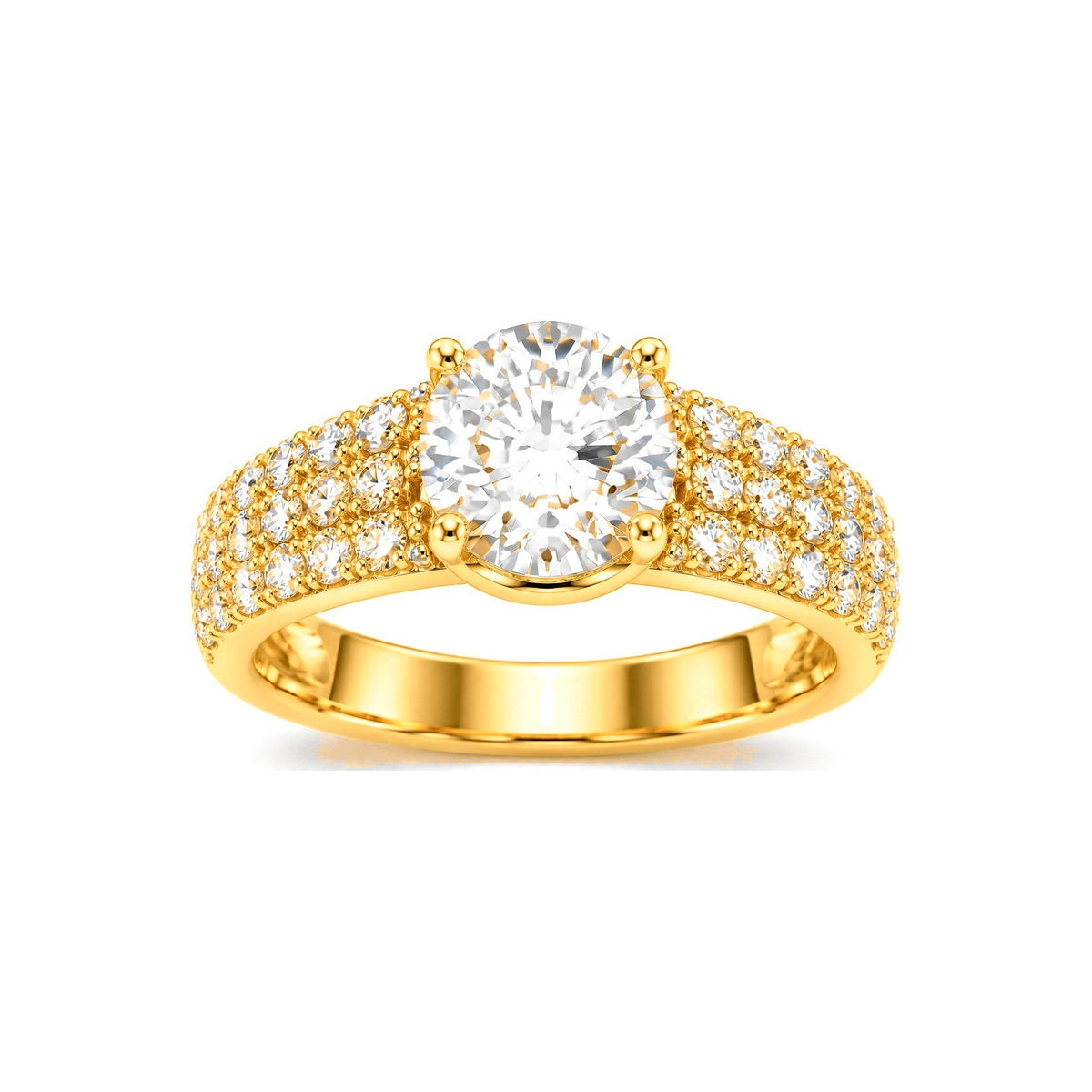 Anillo de Dama Oro 10k Solitario Banda Multifila