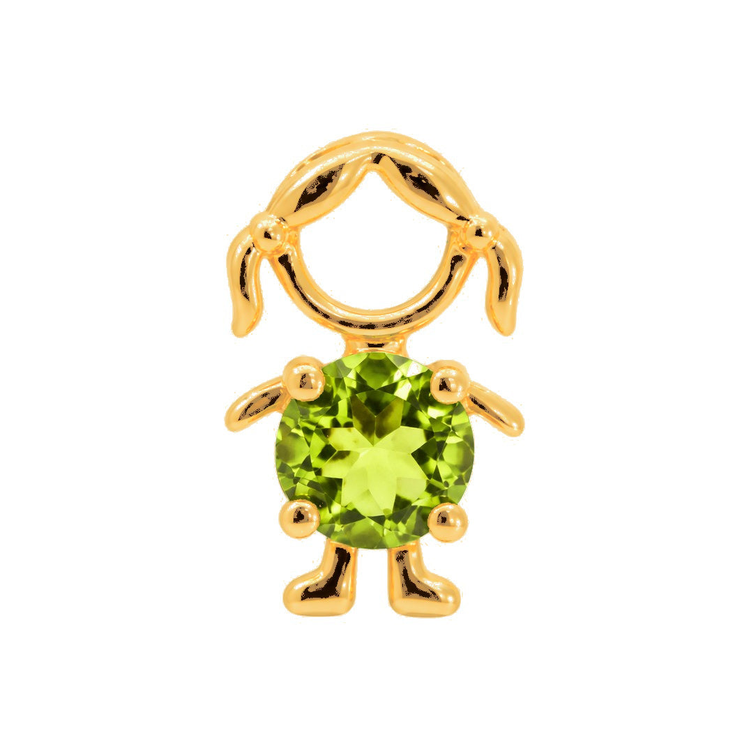 6x11mm Dije Niña Oro 14k con Peridoto