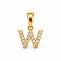 7x7mm Dije Letra W Oro 10k con Diamantes Naturales