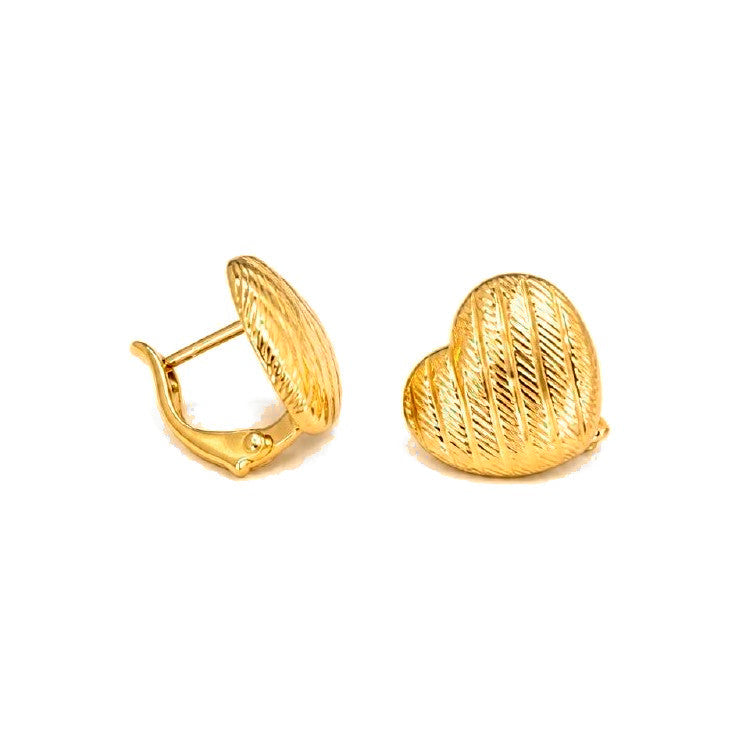 Aretes de Dama Oro 10k Corazon Rayado