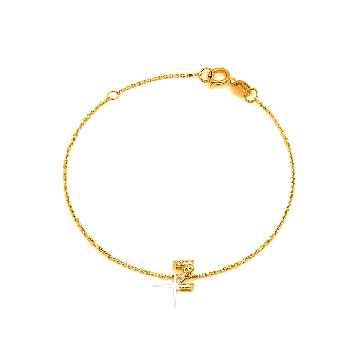 Brazalete de Dama Oro 14k Inicial con Diamantes Naturales
