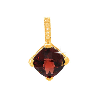7mm Dije Oro 14k con Granate y Diamantes Naturales