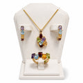 Set Oro 14k Piedras Naturales Multicolor