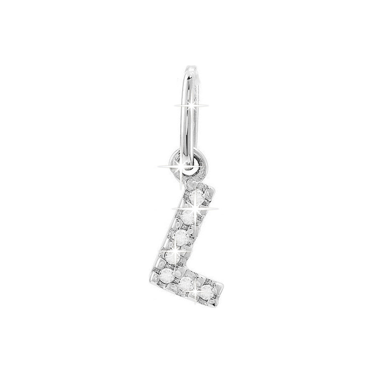 12mm Dije Oro Blanco 14k Inicial Pavé con Diamantes Naturales