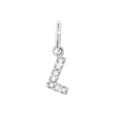 12mm Dije Oro Blanco 14k Inicial Pavé con Diamantes Naturales