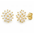 Aretes de Dama Oro 14k Racimo de Perlas
