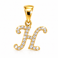 Dije Letra H Cursiva Oro 10k con Diamantes Naturales