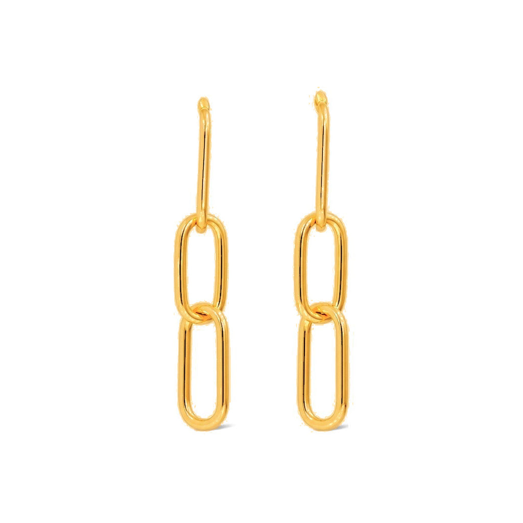 Aretes de Dama Oro 14k Eslabones Paperclip Colgantes