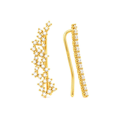 Aretes de Dama Oro 10k Trepador con Circonios